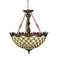 Meyda Lighting Jeweled Katherine 18" 3-Light Mahogany Bronze Inverted Pendant Light With Red and Amber Shade Glass