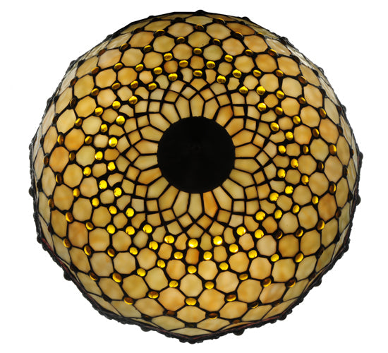 Meyda Lighting Jeweled Katherine 18" 3-Light Mahogany Bronze Inverted Pendant Light With Red and Amber Shade Glass