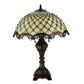 Meyda Lighting Jeweled Katherine 24" 2-Light Mahogany Bronze Table Lamp With Amber Shade Glass