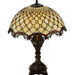 Meyda Lighting Jeweled Katherine 24" 2-Light Mahogany Bronze Table Lamp With Amber Shade Glass