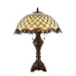 Meyda Lighting Jeweled Katherine 24" 2-Light Mahogany Bronze Table Lamp With Amber Shade Glass