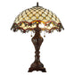 Meyda Lighting Jeweled Katherine 24" 2-Light Mahogany Bronze Table Lamp With Amber Shade Glass
