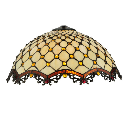 Meyda Lighting Jeweled Katherine 24" 2-Light Mahogany Bronze Table Lamp With Amber Shade Glass