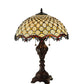 Meyda Lighting Jeweled Katherine 24" 2-Light Mahogany Bronze Table Lamp With Amber Shade Glass