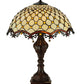 Meyda Lighting Jeweled Katherine 24" 2-Light Mahogany Bronze Table Lamp With Amber Shade Glass