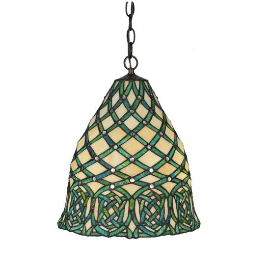 Meyda Lighting Jeweled Knot 13" 3-Light Pendant Light With Multi-Colored Shade Glass