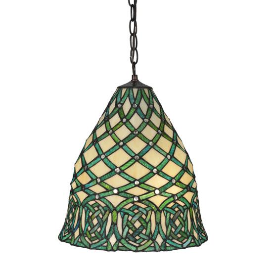 Meyda Lighting Jeweled Knot 13" 3-Light Pendant Light With Multi-Colored Shade Glass