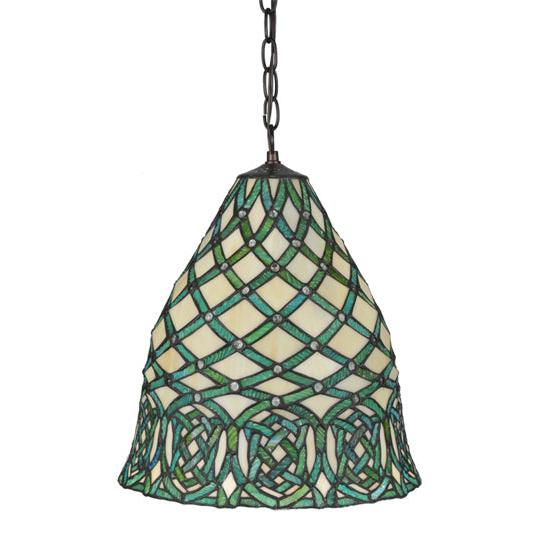 Meyda Lighting Jeweled Knot 13" 3-Light Pendant Light With Multi-Colored Shade Glass