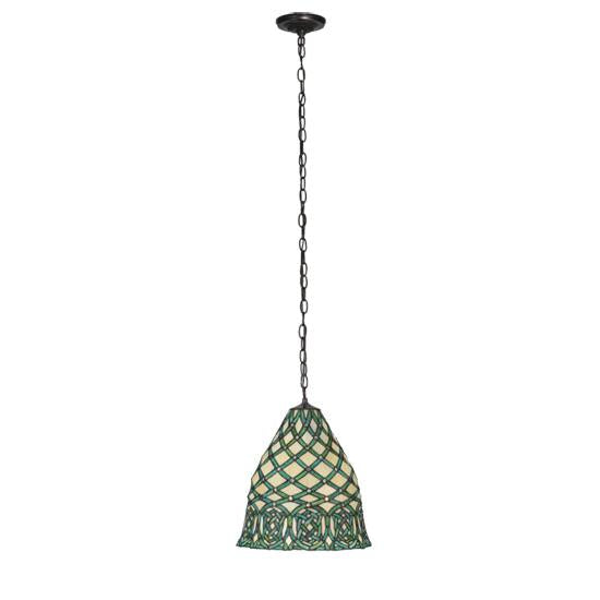 Meyda Lighting Jeweled Knot 13" 3-Light Pendant Light With Multi-Colored Shade Glass