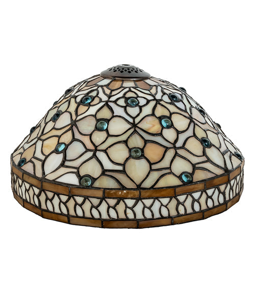Meyda Lighting Jeweled Quatrefoil 12" Recurve Multi-Colored Shade Glass