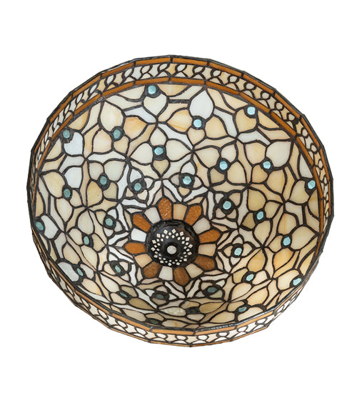 Meyda Lighting Jeweled Quatrefoil 12" Recurve Multi-Colored Shade Glass