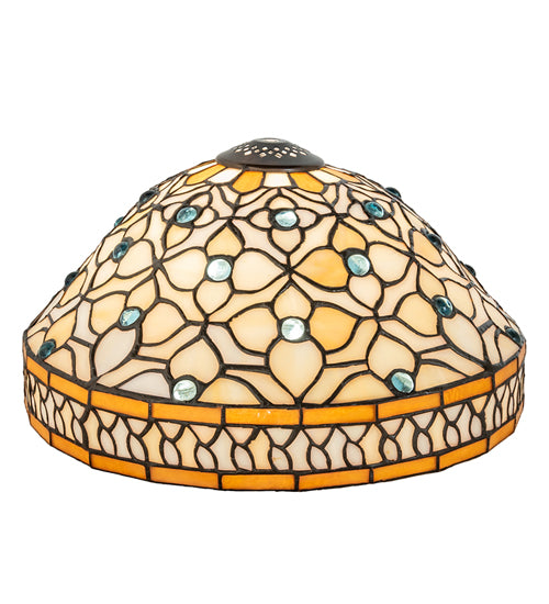 Meyda Lighting Jeweled Quatrefoil 12" Recurve Multi-Colored Shade Glass