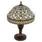 Meyda Lighting Jeweled Quatrefoil 18" Mahogany Bronze Table Lamp With Multi-Colored Shade Glass
