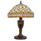 Meyda Lighting Jeweled Quatrefoil 18" Mahogany Bronze Table Lamp With Multi-Colored Shade Glass