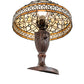 Meyda Lighting Jeweled Quatrefoil 18" Mahogany Bronze Table Lamp With Multi-Colored Shade Glass