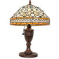 Meyda Lighting Jeweled Quatrefoil 18" Mahogany Bronze Table Lamp With Multi-Colored Shade Glass