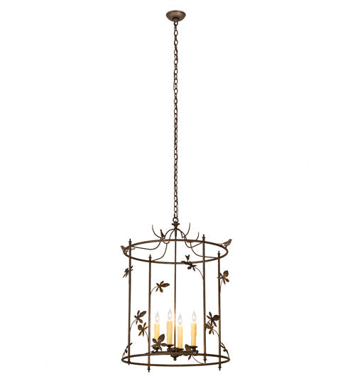 Meyda Lighting Jillian 197693 25" 4-Light Gilded Tobacco Pendant Light With Ivory Faux Candlelight