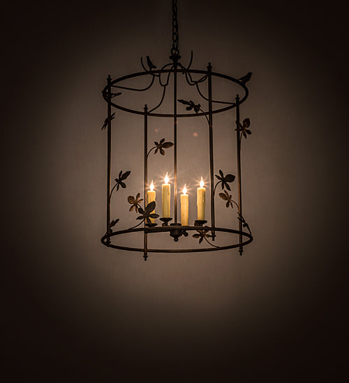 Meyda Lighting Jillian 197693 25" 4-Light Gilded Tobacco Pendant Light With Ivory Faux Candlelight