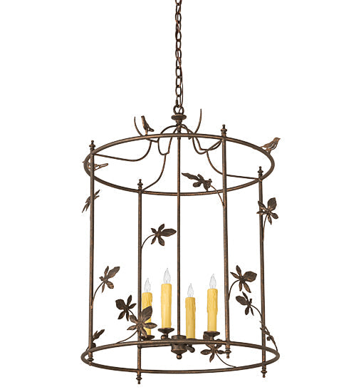 Meyda Lighting Jillian 197693 25" 4-Light Gilded Tobacco Pendant Light With Ivory Faux Candlelight