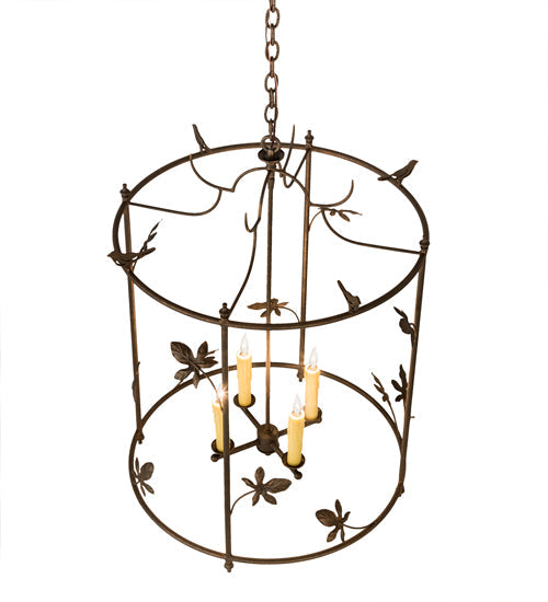 Meyda Lighting Jillian 197693 25" 4-Light Gilded Tobacco Pendant Light With Ivory Faux Candlelight