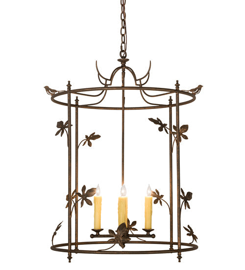 Meyda Lighting Jillian 197693 25" 4-Light Gilded Tobacco Pendant Light With Ivory Faux Candlelight