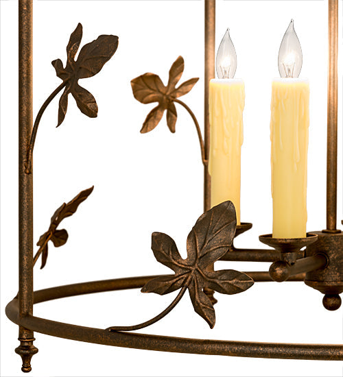 Meyda Lighting Jillian 197693 25" 4-Light Gilded Tobacco Pendant Light With Ivory Faux Candlelight