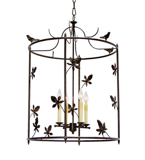 Meyda Lighting Jillian 25" 4-Light Gilded Tobacco Pendant Light With Ivory Faux Candlelight
