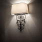 Meyda Lighting Jocelyn 14" 2-Light Chestnut Wall Sconce With Eggshell Textrene & Crystal Idalight Shade