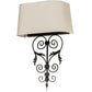 Meyda Lighting Jocelyn 14" 2-Light Chestnut Wall Sconce With Eggshell Textrene & Crystal Idalight Shade