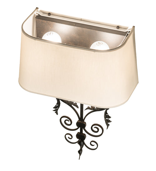 Meyda Lighting Jocelyn 14" 2-Light Chestnut Wall Sconce With Eggshell Textrene & Crystal Idalight Shade