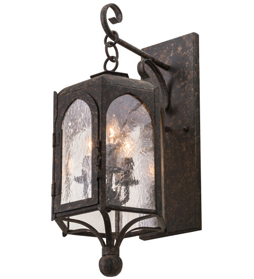 Meyda Lighting Jonquil 10" 3-Light Coffee Bean Wall Sconce With Clear Seeded Shade Glass