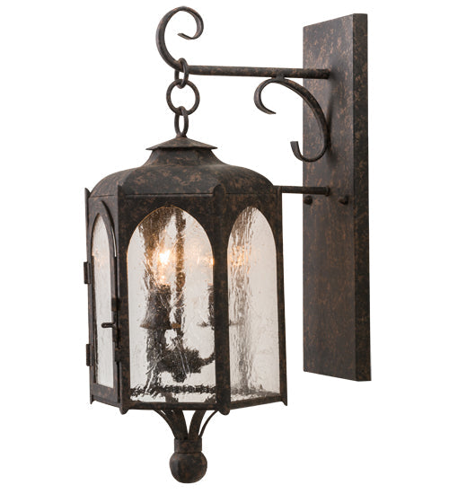 Meyda Lighting Jonquil 10" 3-Light Coffee Bean Wall Sconce With Clear Seeded Shade Glass