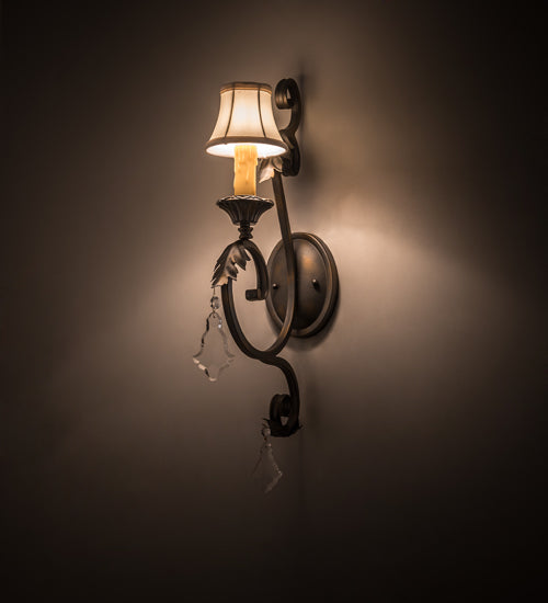 Meyda Lighting Josephine 12" French Bronze Wall Sconce With Cream Textrene Shade