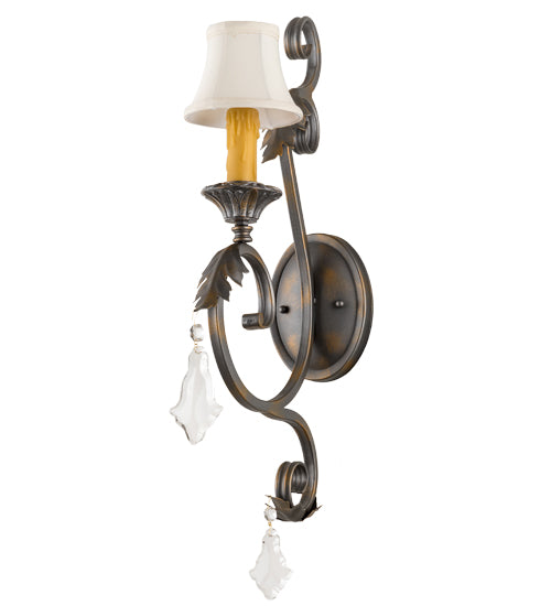Meyda Lighting Josephine 12" French Bronze Wall Sconce With Cream Textrene Shade