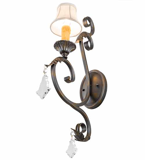 Meyda Lighting Josephine 12" French Bronze Wall Sconce With Cream Textrene Shade