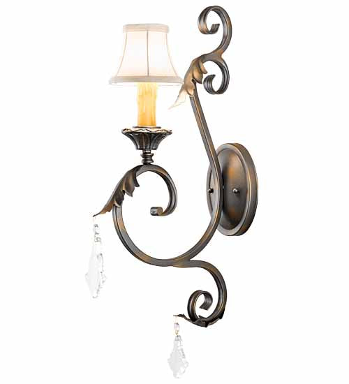 Meyda Lighting Josephine 12" French Bronze Wall Sconce With Cream Textrene Shade