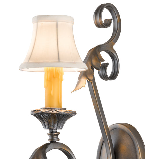 Meyda Lighting Josephine 12" French Bronze Wall Sconce With Cream Textrene Shade