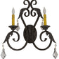 Meyda Lighting Josephine 19" 2-Light Antique Iron Gate Wall Sconce With Amber Faux Candlelight