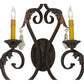 Meyda Lighting Josephine 19" 2-Light Antique Iron Gate Wall Sconce With Amber Faux Candlelight