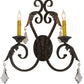 Meyda Lighting Josephine 19" 2-Light Antique Iron Gate Wall Sconce With Amber Faux Candlelight