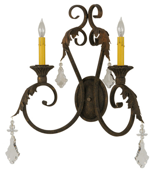 Meyda Lighting Josephine 19" 2-Light Autumn Leaf Wall Sconce With Ivory Faux Candlelight