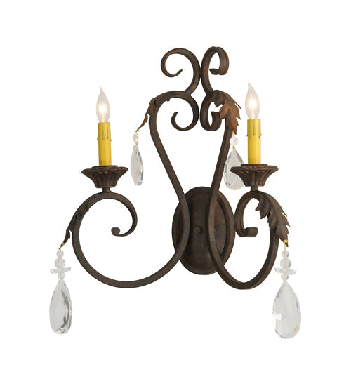Meyda Lighting Josephine 20" 2-Light Cajun Spice Wall Sconce With Amber Faux Candlelight