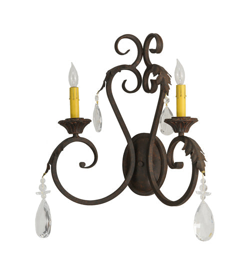 Meyda Lighting Josephine 20" 2-Light Cajun Spice Wall Sconce With Amber Faux Candlelight