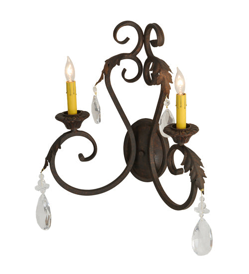 Meyda Lighting Josephine 20" 2-Light Cajun Spice Wall Sconce With Amber Faux Candlelight
