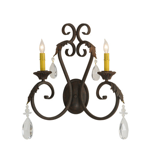 Meyda Lighting Josephine 20" 2-Light Cajun Spice Wall Sconce With Amber Faux Candlelight