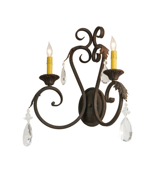 Meyda Lighting Josephine 20" 2-Light Cajun Spice Wall Sconce With Amber Faux Candlelight