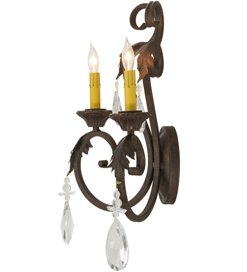 Meyda Lighting Josephine 20" 2-Light Cajun Spice Wall Sconce With Amber Faux Candlelight
