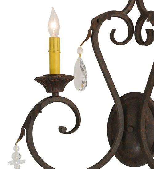 Meyda Lighting Josephine 20" 2-Light Cajun Spice Wall Sconce With Amber Faux Candlelight