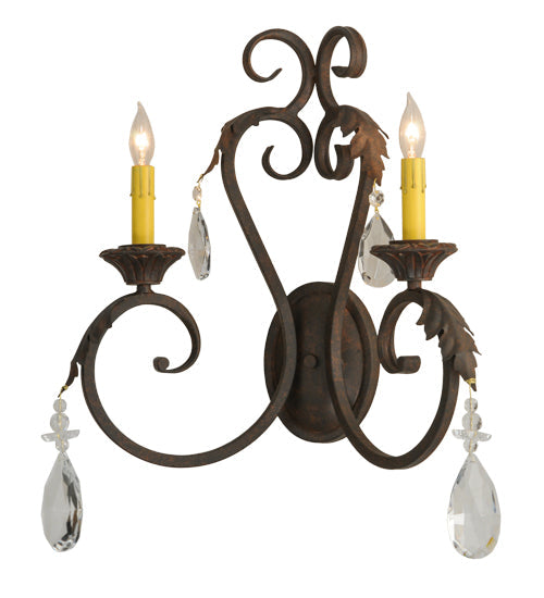 Meyda Lighting Josephine 20" 2-Light Cajun Spice Wall Sconce With Amber Faux Candlelight