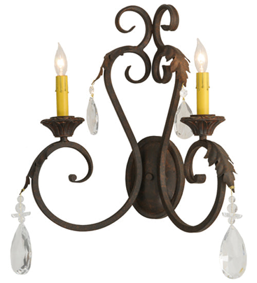 Meyda Lighting Josephine 20" 2-Light Cajun Spice Wall Sconce With Ivory Faux Candlelight
